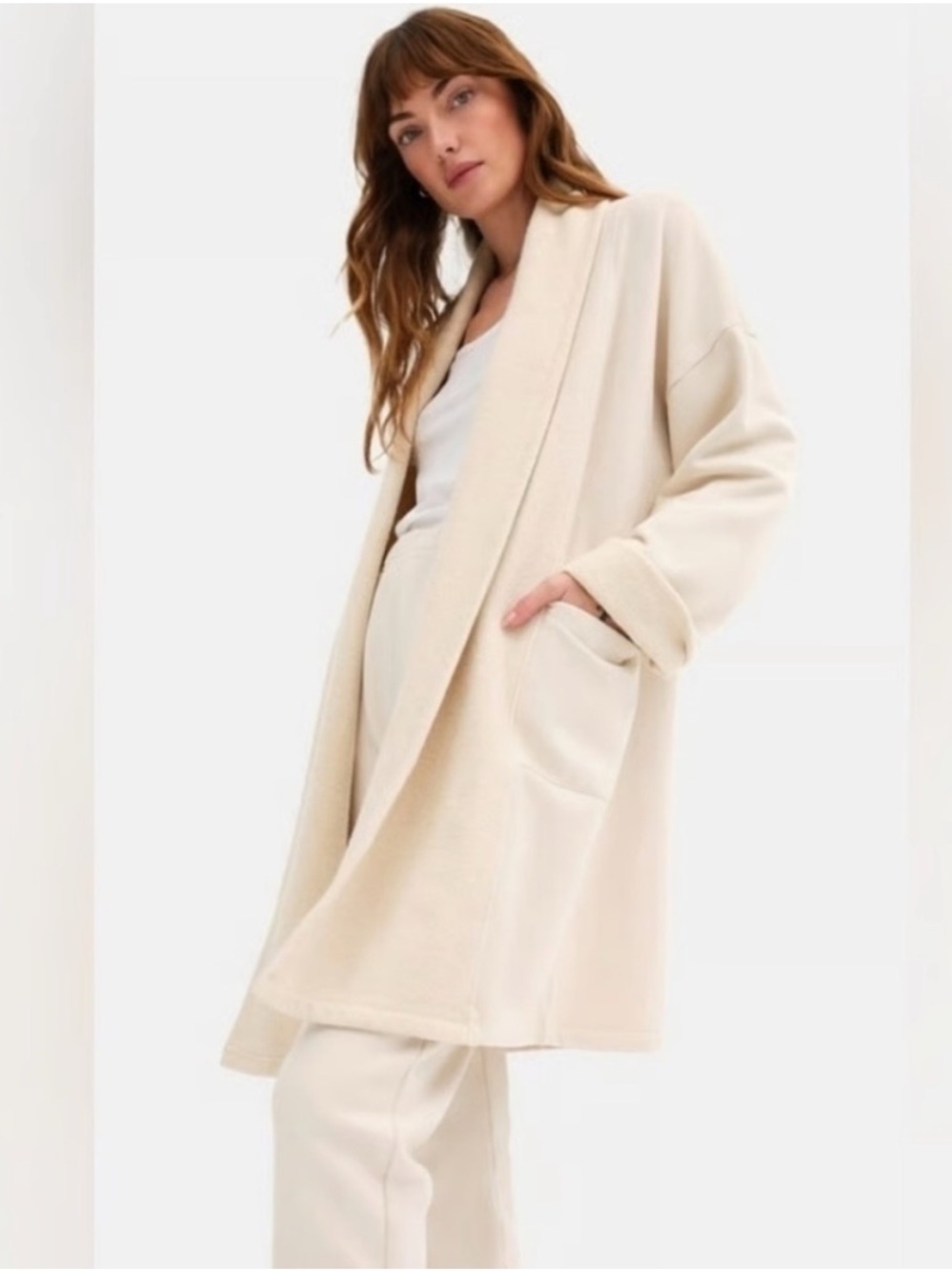 MATE the Label Cream Open-Front Cardigan with Pockets Bone